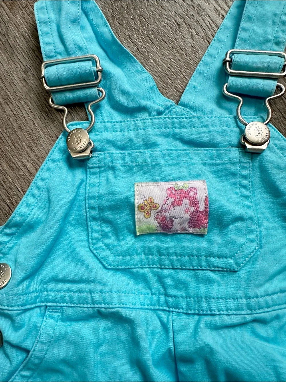 Vintage Carters Bright Turquoise Bubble Overalls